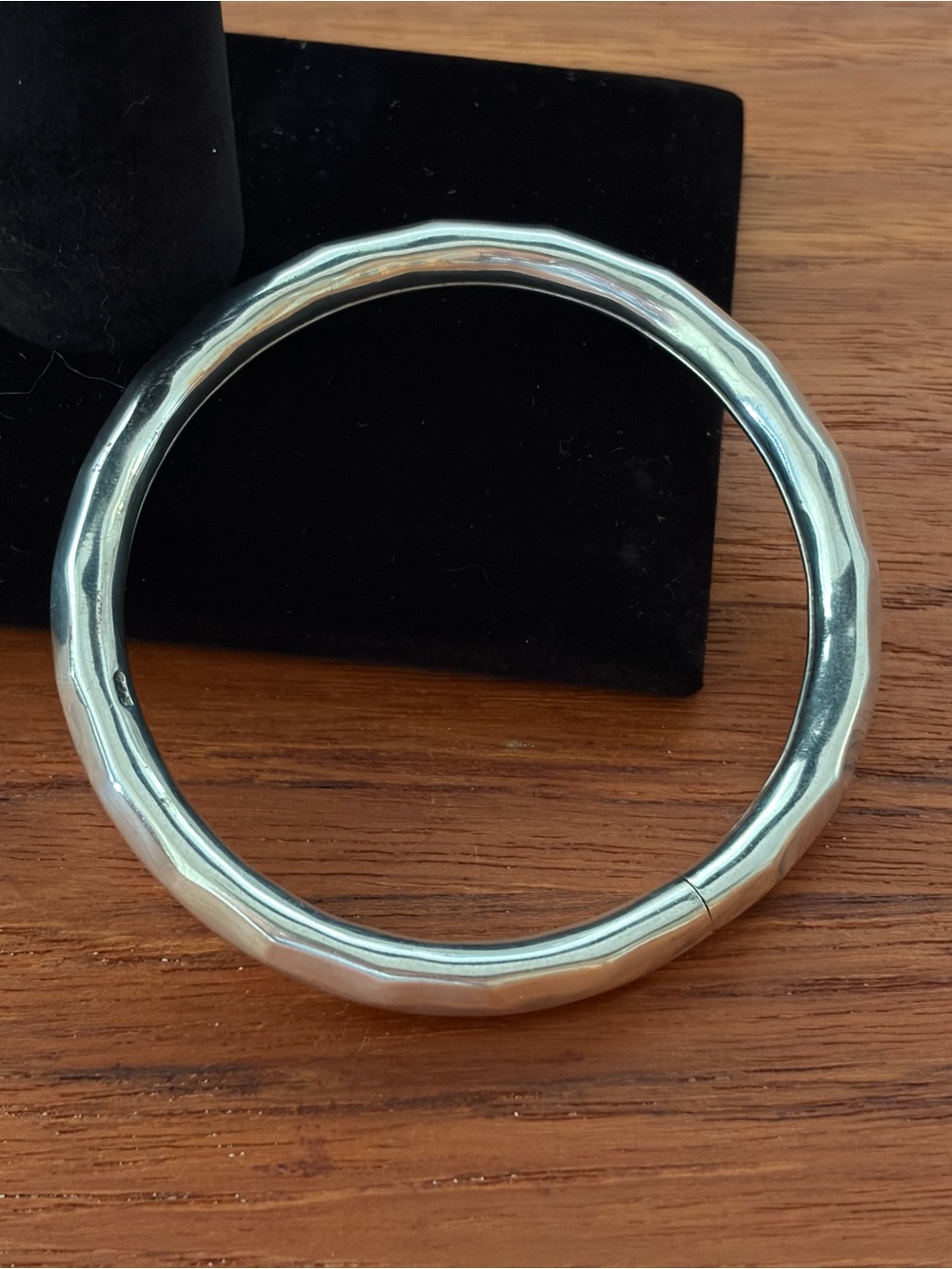 Vintage Sterling Silver Faceted Tribal Bangle Bracelet